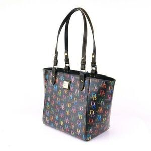NWT Dooney Bourke Db75 It Zip Top Black Multi Coated Canvas Tote